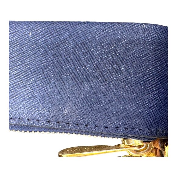 Michael Kors Navy Blue White Stripe Jet Set Leather Wallet Wristlet Compact EUC - Picture 9 of 10